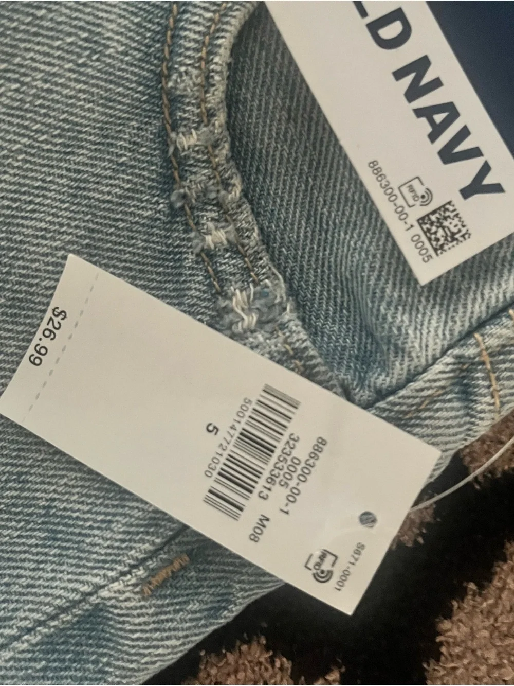 NWT Old Navy High-Waisted Ripped Frayed-Hem Jean Shorts for Girls Size 5
